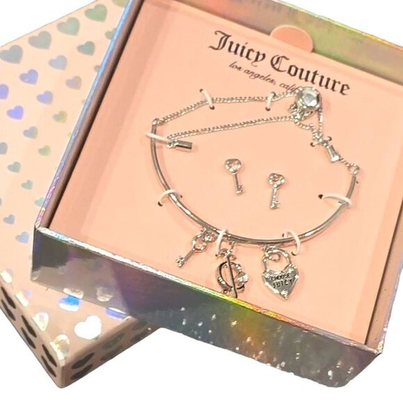 Juicy Couture Choose Juicy Lock & Key Charm Lariat Bracelet & Earring Set - Picture 9 of 10
